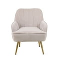 thumbnail image 6 of Velvet Accent Chair, Modern Velvet Vanity Chair for Makeup Room, Comfy Upholstered Leisure Chair with Arm, Back and Solid Metal Legs for Bedroom, Home Arm Chair for Living Room, Beige, 6 of 9