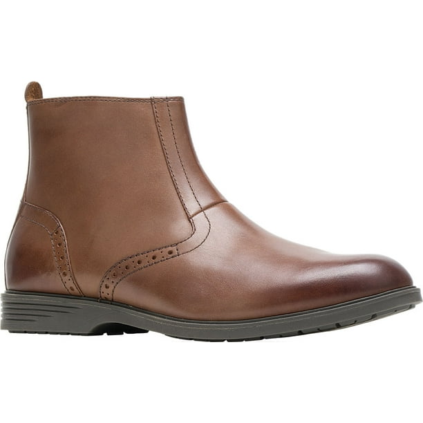 Men's Zip Ankle Boot Brown Full Grain Leather 9 M - Walmart.com