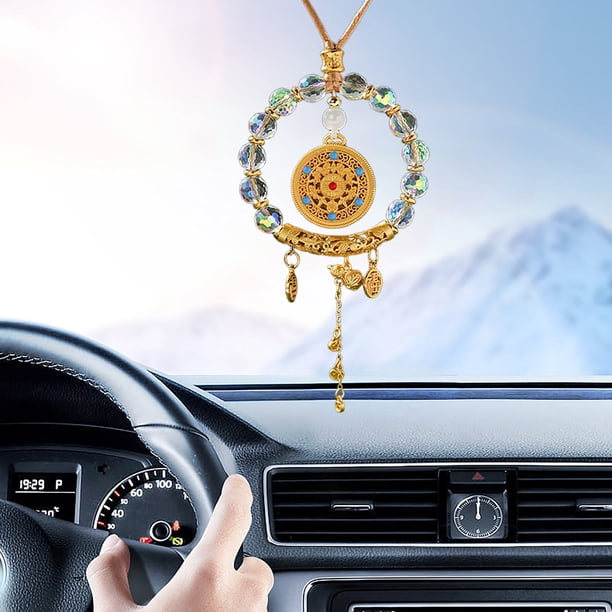 ShinYu Colgante de Coche de Cristal de Los Cinco Dioses de La Riqueza, Colgante Decorativo para Espejo Retrovisor de Coche, Colgante de Coche Chino.