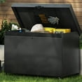 thumbnail image 3 of 230-Gallon Extra Large Wicker Deck Box with Wheels - All-Weather Rattan Storage for Patio Furniture, Pool Cushions & Garden Tools - Black, 3 of 9