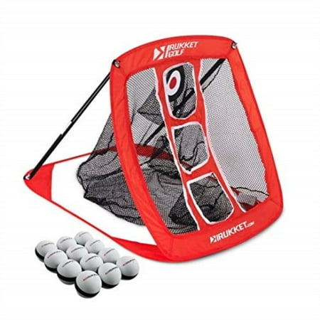 Rukket Pop Up Golf Chipping Net | Outdoor / Indoor Golfing Target Accessories and Backyard Practice Swing Game | Includes 12 Foam Practice