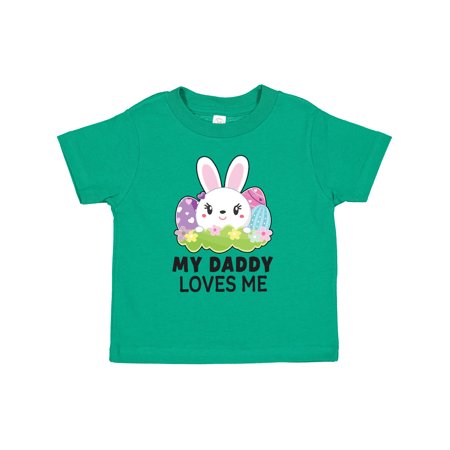 

Inktastic My Daddy Loves Me with Bunny and Easter Eggs Gift Toddler Toddler Girl T-Shirt