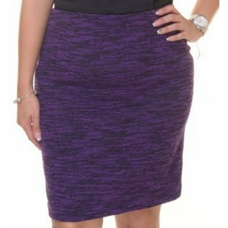 Pencil Tweed Skirt - Grace Elements Purple Marled Tweed Pencil Skirt M