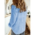 thumbnail image 3 of Camisa informal con botones para mujer, camisa con cuello en V enrollado y botones para mujer, blusa con cuello en V y botones, calidad inigualable, 3 of 5