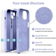 Liquid Silicone Case for iPhone 14, [True Liquid Silicone] [Anti Fingerprint] 4 Layer Phone Case Protective Cover, Full Coverage Around Camera & Built-in Microfiber, 6.1, Purple