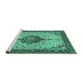 thumbnail image 2 of Ahgly Company Machine Washable Indoor Square Medallion Turquoise Blue Traditional Area Rugs, 8' Square, 2 of 4