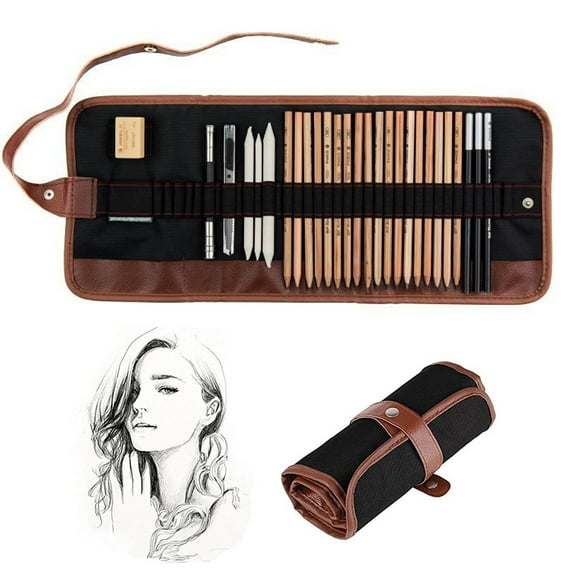 Sustainable Artistry: Complete Drawing Kit for Professionals & Enthusiasts, Graphite Pencils, Charcoal Tools, & Washable Canvas Bag