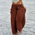 thumbnail image 5 of Manxivoo Wide Leg Sweatpants Lillusory Women‘S Linen Wide Leg Pants 2023 Casual Loose Lightweigt Beach Palazzo Harem Pants Joggers Pants Coffee XL, 5 of 8