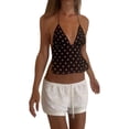 thumbnail image 1 of Diconna Hauts Sans Manches à Col Halter pour Femmes, Imprimé à Pois, Coupe Ajustée, Chemises d'Été, 1 of 9