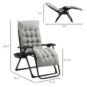 Resenkos Padded Zero Gravity Chair, Folding Recliner Chair with Cup Holder Cushion, Gray