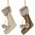 thumbnail image 3 of ZYLER- Northlight Plush Stockings Christmas Ornaments - 7.5" - Beige And Brown - Set, 3 of 6