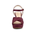 thumbnail image 6 of BLISSFUL STEP Women's Fashion Platform Strap Slingback Chunky Heel Open Toe Sandals Burgundy 9, 6 of 8