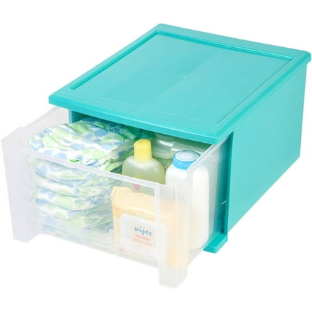 Iris Usa 17 Quart Plastic Stacking Drawer 4 Pack Blue Walmart
