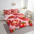 thumbnail image 3 of Manfei 3D Tomato Print Bedding Comforter Set 7pcs for Kid, Red Yummy Fruit Queen Bedding Sets, Kawaii Cartoon Theme Reversible Queen Sheet Sets, Breathable Home Decor, 3 of 7