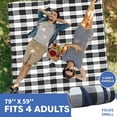 thumbnail image 4 of 79''x59'' Outdoor Picnic Blanket Waterproof with Shoulder Strap for Beach and Camping（Black+White+Gray Grille）, 4 of 4