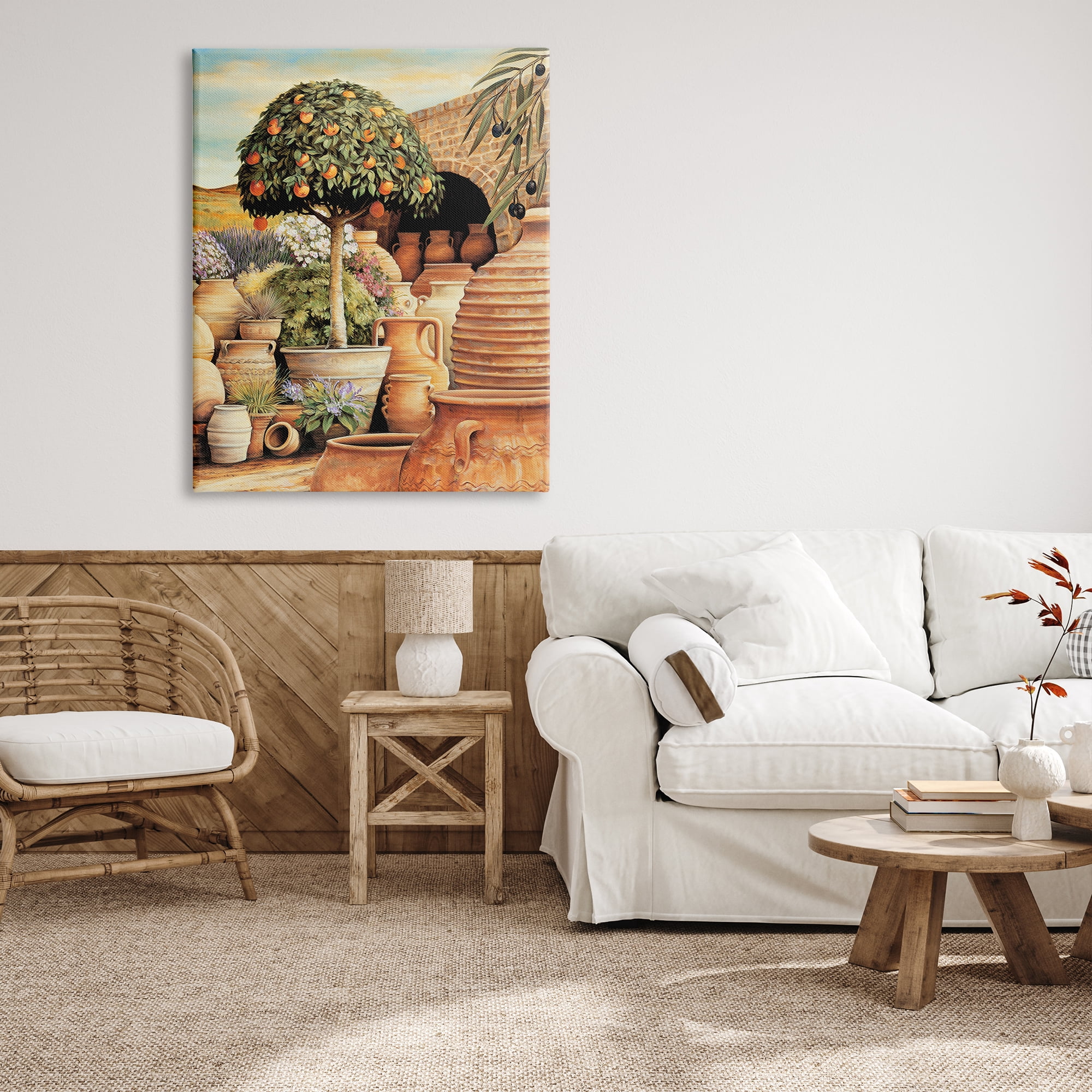 Stupell Industries Orange Tree & Pottery Scene Nature Painting Gallery Wrapped Canvas Print Wall Art, 36 x 48