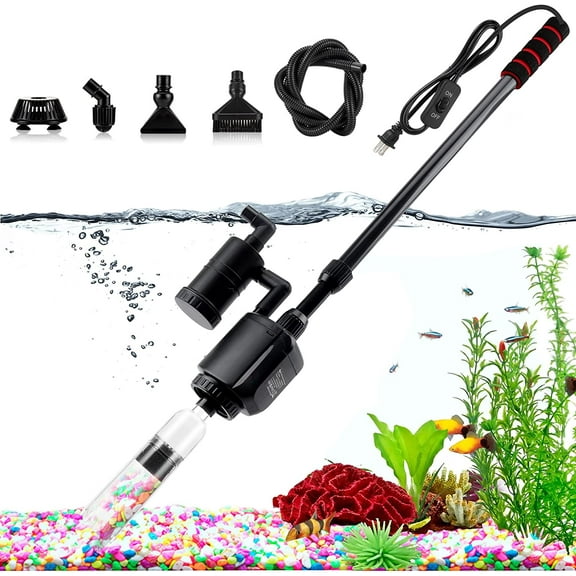 GZCQZ Electric Aquarium Gravel Cleaner, 6 in 1 Automatic Fish Tank Cleaning Tools Gravel Vacuum for Aquarium, Suitable for Change Water Wash Sand Water Filter and Water Circulation (320GPH, 20W)