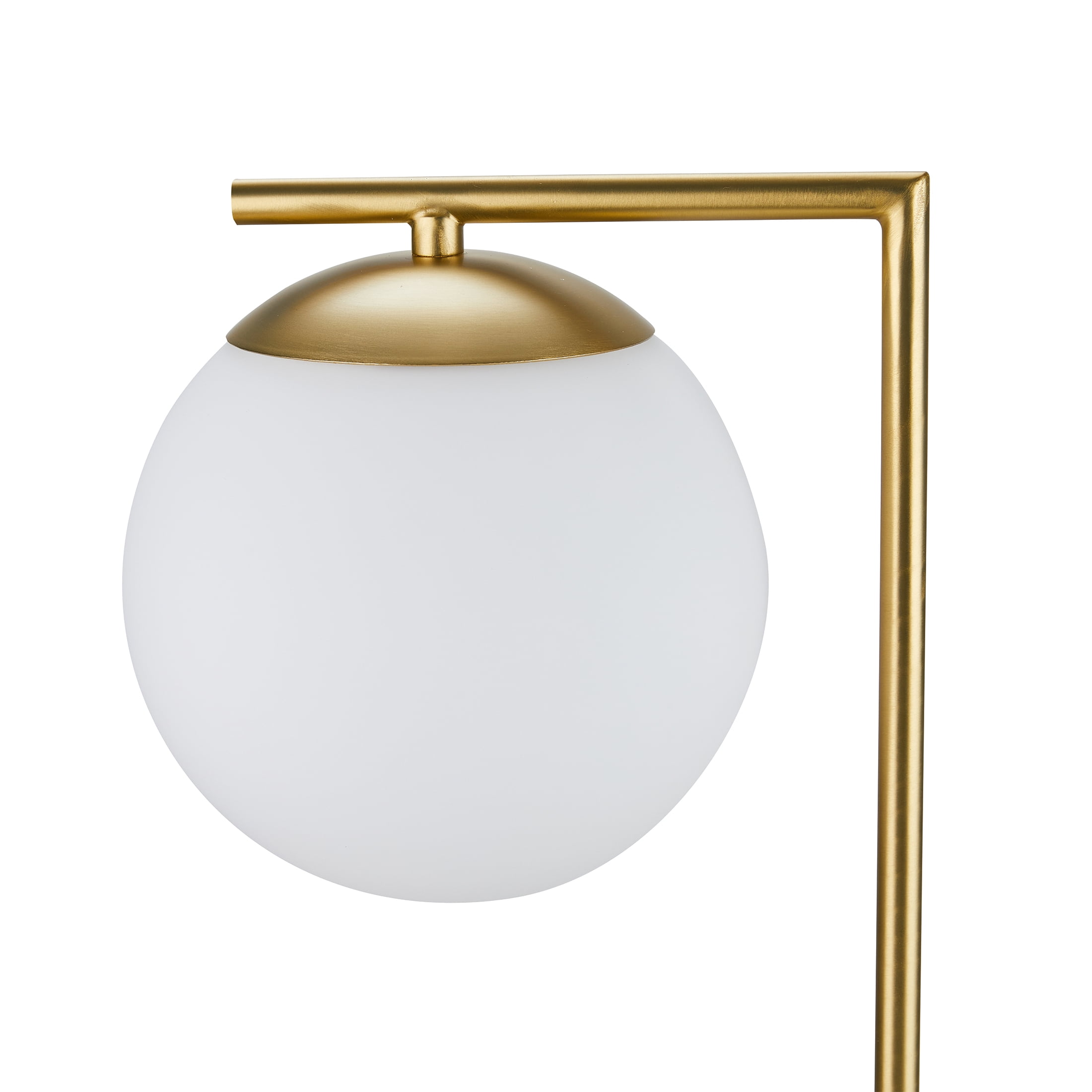 Better Homes & Gardens 17.5" Frosted Globe Desk Lamp with USB Ports, Brass