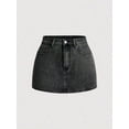 thumbnail image 2 of Black Bow-Decorated Denim Mini Skirt With Tie-Details For Summer, 2 of 4
