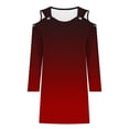 thumbnail image 4 of COSFO Long Sleeve Womens Dress Casual Red Gradient V-Neck Mini Dress A-Line Dress, 4 of 5