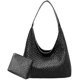 thumbnail image 1 of Faux Leather Tote Bag for Women - Woven Leather Handbag, Large Hobo Shoulder Bag, Work Tote with Pouch Purse, 1 of 4