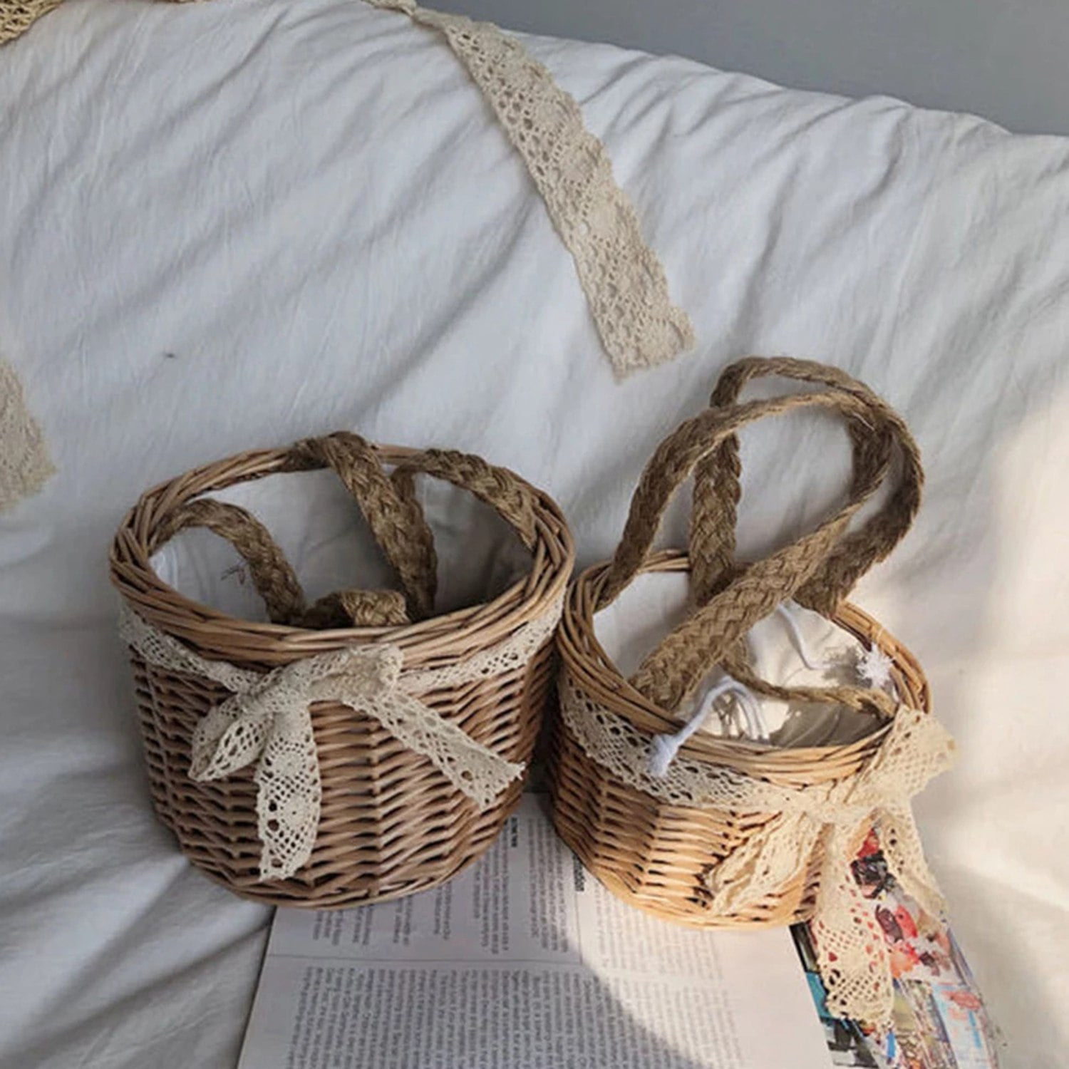 hessian hanging flower bolsas