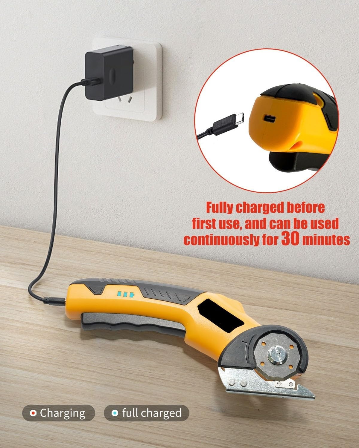 Cordless Electric Scissors with Safety Lock, 4V 320RPM Fabric & Cardboard Cutter, 1500mAh for Leather Paper Craft
