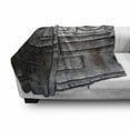 thumbnail image 3 of Industrial Soft Flannel Fleece Throw Blanket, Rusty Iron Porthole Grunge Scratched Steel Factory Entrance Retro Image, Cozy Plush for Indoor and Outdoor Use, 60" x 80", Dark Taupe, by Ambesonne, 3 of 6