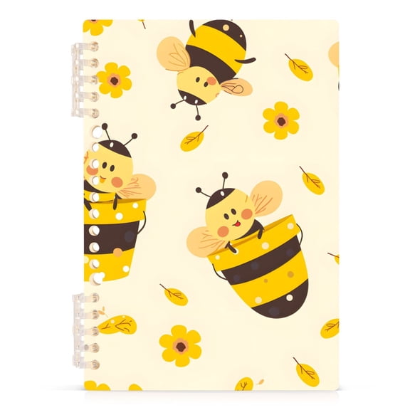 Cute Bees and Daisy Spiral Journal Notebook College Ruled Notebook 8.3" x 5.7" A5 Lined Thick Paper Page