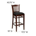 thumbnail image 6 of Flash Furniture HERCULES Series Vertical Slat Back Mahogany Wood Restaurant Barstool - Black Vinyl Seat, 6 of 12