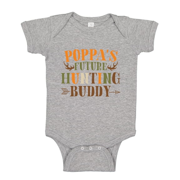 Poppa's Future Hunting Buddy Baby Bodysuit One Piece NB Athletic Heather