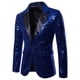 thumbnail image 3 of Blazer de lentejuelas para hombre, esmoquin para fiesta, graduación, boda, chaqueta de esmoquin de marca para hombre, cuello chal de un botón para cantantes, disfraz de Halloween, 3 of 5