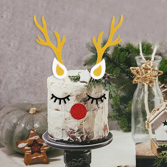 1 Juego de adornos navideños para tarta de alce, decoración para el hogar, decoración navideña de Año Nuevo para chico 2021