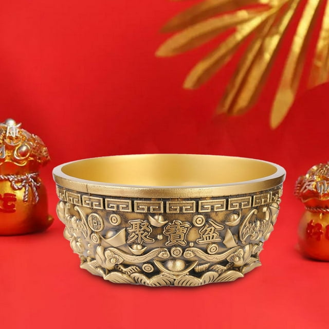Cuenco del Tesoro de mesa, Cornucopia, escultura de riqueza, decoración, cuenco de latón Feng Shui para regalo de inauguración de la casa y oficina BLESIY Cuerno de la abundancia