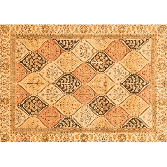 Ahgly Company Indoor Rectangle Abstract Orange Modern Area Rugs, 4' x 6'