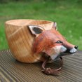 thumbnail image 2 of Taza de madera tallada a mano, taza con imagen de cabeza de animales para viajeros, acampada al aire libre ER, 2 of 3