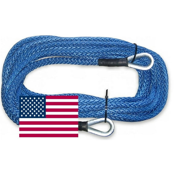 U.S. made 5/16 inch x 50 ft. AMSTEEL BLUE WINCH ROPE EXTENSION (13,700lb strength) (4X4 VEHICLE RECOVERY)
