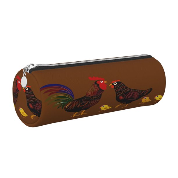 Disketp Chicken Farm Animal Estuche Organizador de Lápices de Cuero, Estuche de Oficina con Cremallera para Bolígrafo y Lápiz