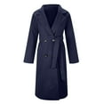 thumbnail image 6 of HTNBO Womens Oversized Long Trench Coat Double Breasted Notch Lapel Wool Blend Coats Windproof Jackets Overcoat with Belt, 6 of 7