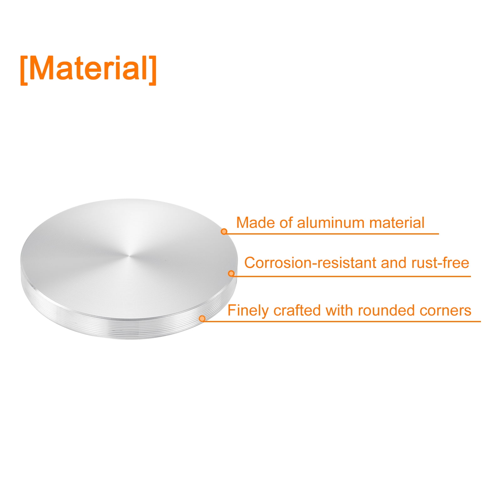 M8 Thread 60mm Diameter Round Shape Aluminum Disc Hardware 6pack, Aluminum Circle Disc Glass Top Adapter, Silver