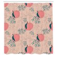 thumbnail image 3 of Ambesonne Peach Shower Curtain, Sketch of Fruits Dots Leaves, 69"Wx75"L, Dark Teal Pastel Pink, 3 of 3