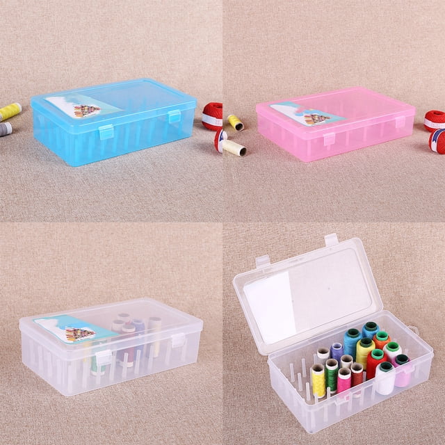 Sewing Thread Box 42 Spools Large Capacity Sew Embroidery Boxes Plastic Storage Empty Embroidery Cross-stitch Dust-proof Container Accessories Blue