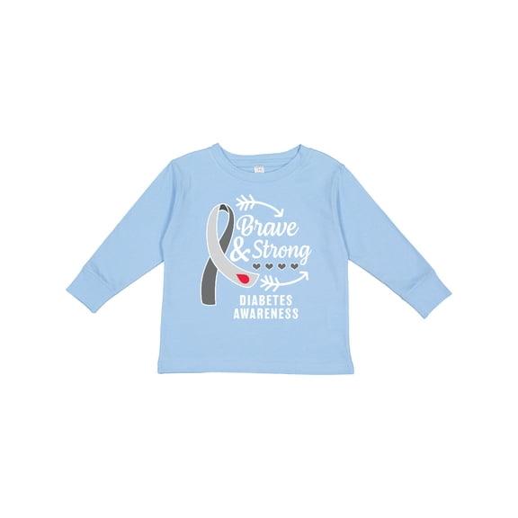 Inktastic Diabetes Awareness Brave and Strong Boys or Girls Long Sleeve Toddler T-Shirt