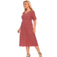 thumbnail image 4 of Hotian Women Curve Plus Size V Neck Button Front High Waisted Casual Summer Midi Tea Dress With Pocket 3XL/US18 (one size smaller), 4 of 7