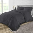 thumbnail image 1 of Dee's Collection Oversized Queen Size 3 Psc Microfiber Duvet Cover Trimmed Ruffle -Dark Grey, 1 of 6