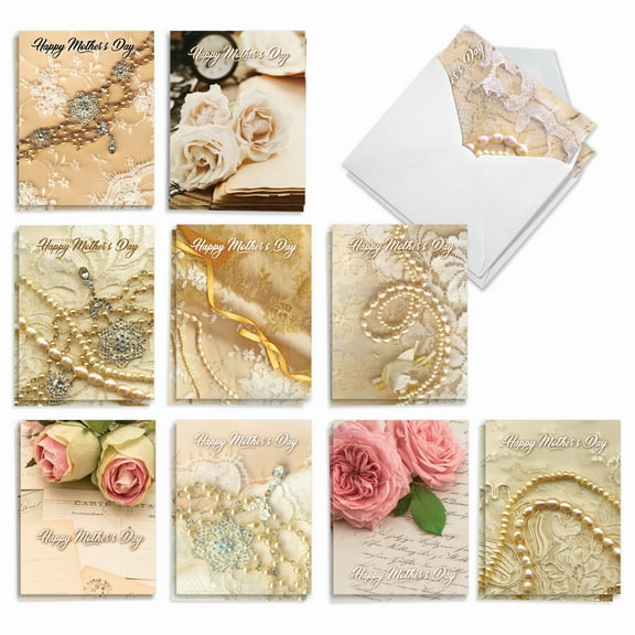 The Best Card Company 20 Assorted Blank Mother's Day Notecards Box Set 4 x 5.12 Inch with Envelopes (10 Designs, 2 Each) Mom Nostalgia AM10329MDB-B2x10