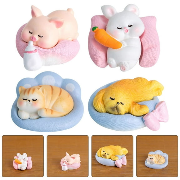Raindrops 4Pcs Desktop Animal Figurine Lawn Yard Decoration Adorable Craft Animal Statue for Garden