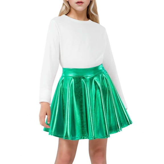 KAUOD Girls Metallic Mini Skirts High Waist Athletic Skirt with Shorts Activewear for Teens Kids Performance Tennis