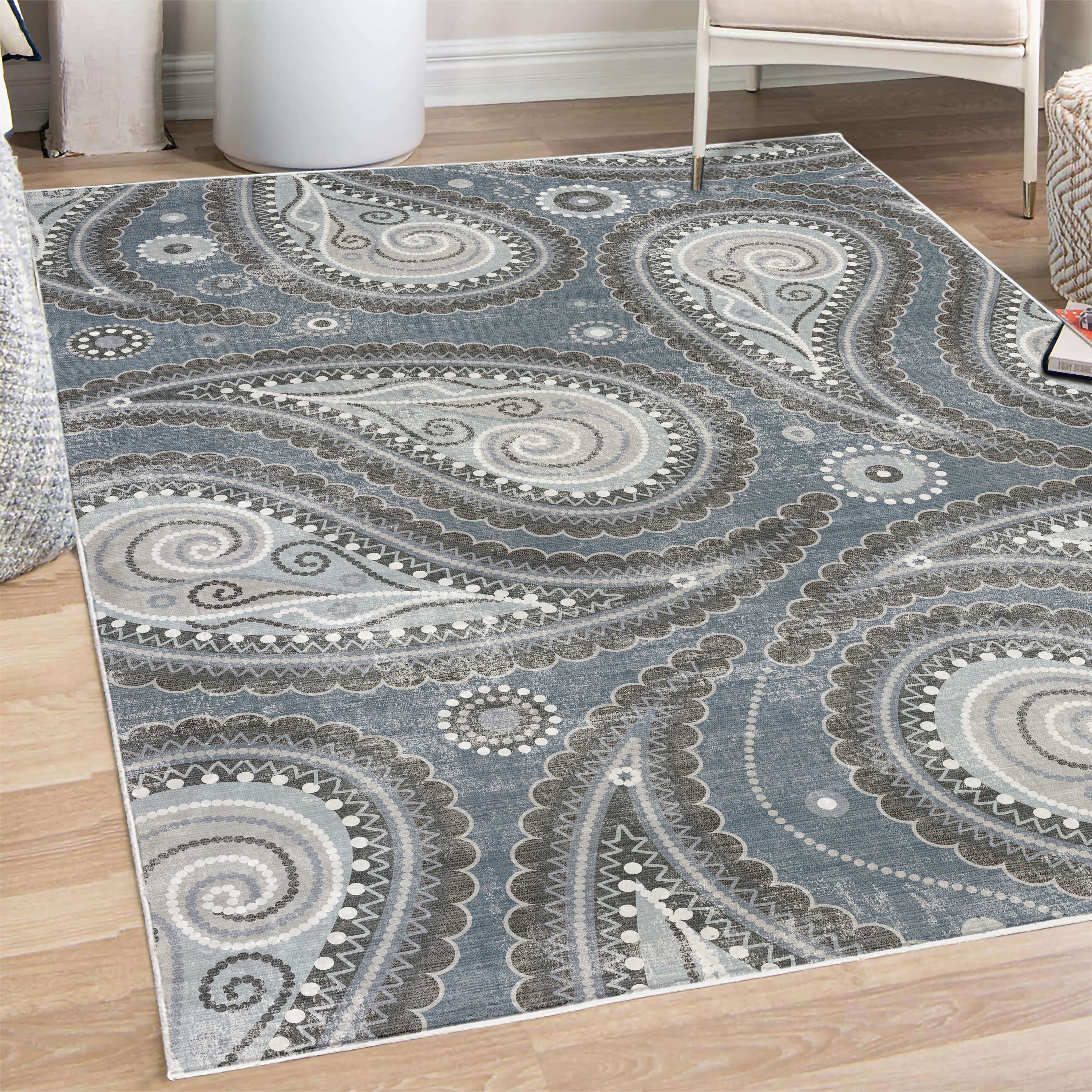 Continuous Carpet Pattern Paisley Decorative Rug, Continuous Fig Like Motifs Pattern Mandala ...