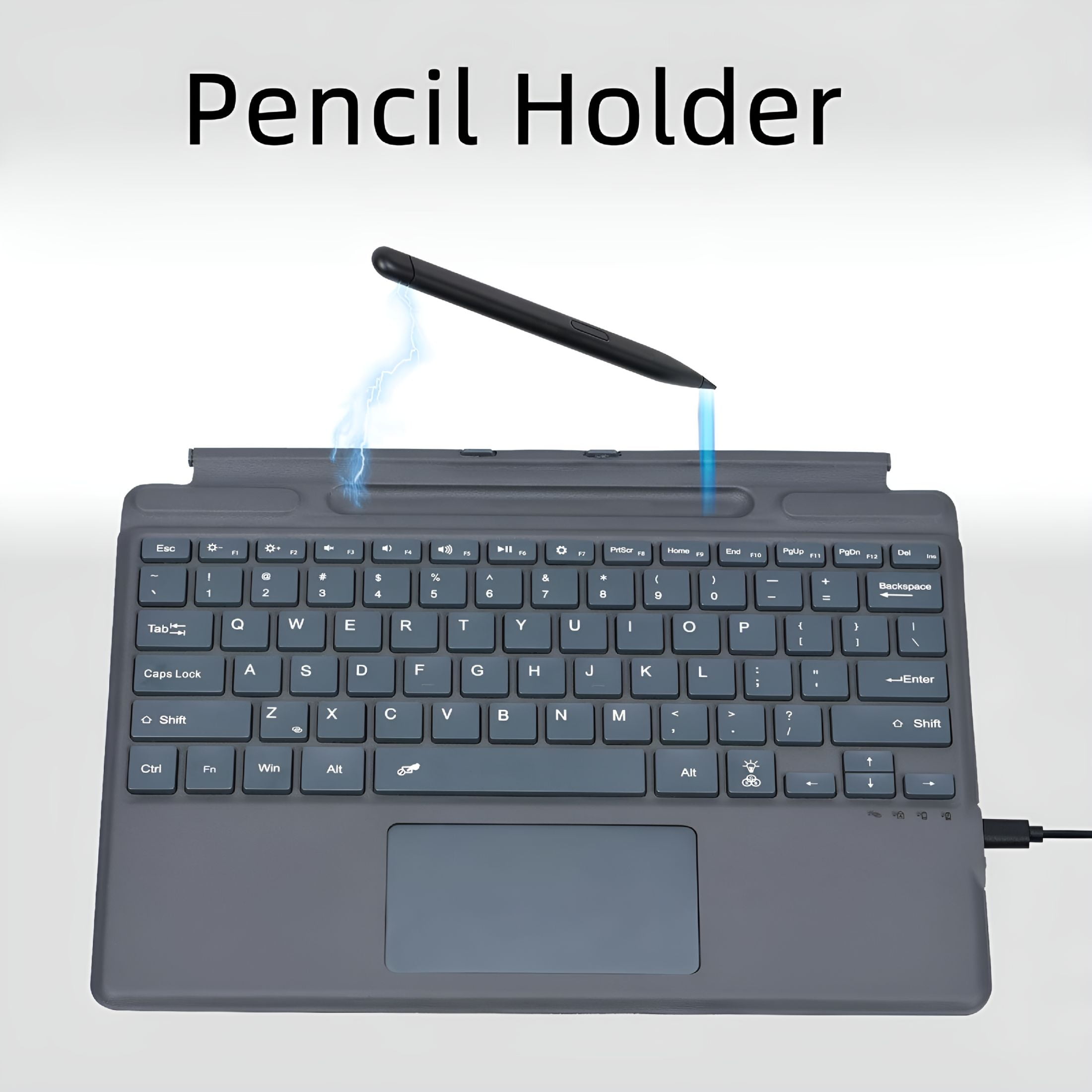 GJX 2026 New Wireless Bluetooth Keyboard for Surface Pro 3 4 5 6 7 / 8 9 10 X-Type-C Interface with Colorful Backlight for Office,Home Use,Travel,Work,Study